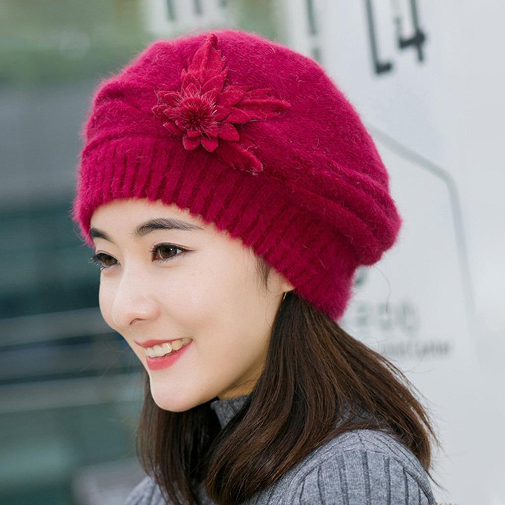 

Pure Color Mom Hat Warm Female Berets Women Accessories Women s Cap Autumn Winter вина червоного кольору