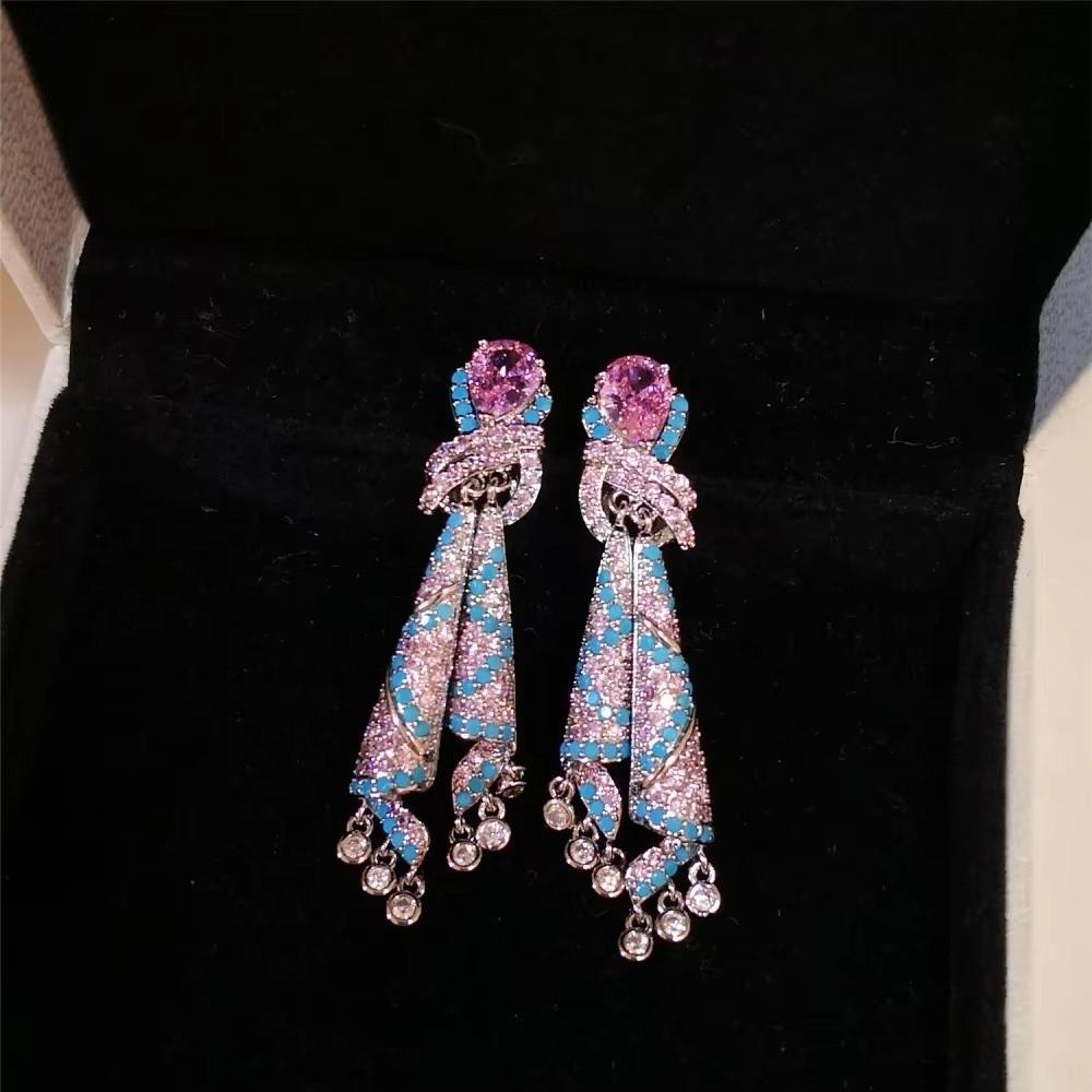 Zircon Knotted Earrings Light Luxury Pendant Earrings Fashionable Women Earrings  Banquets