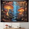 Fantasy Mushroom Forest Tapestry Nature Landscape Tapestry Jungle Botanical Wall Hanging For Home Living Room Dorm Office Decor