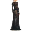 Women's Summer New Lace Design Long Dress Temperament Sexy Style Long Sleeve Dress Pleated Fishtail Skirt