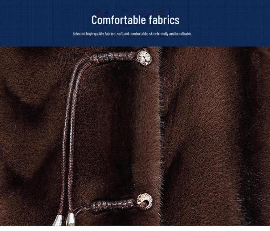 Elegant Chinese Style Winter Coat Women Plus Size Thickened Velvet Middle Aged and Elderly