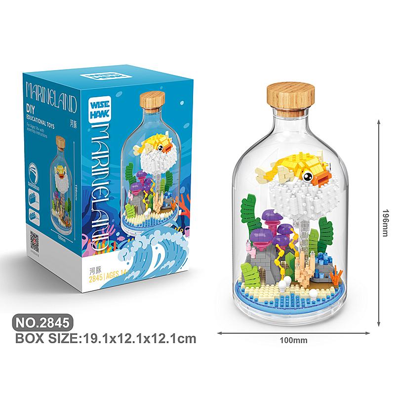 New Product Simulation Animal Series Creative Children's Toys Bottled Building Blocks Flamingo Seahorse Educational Gift Model