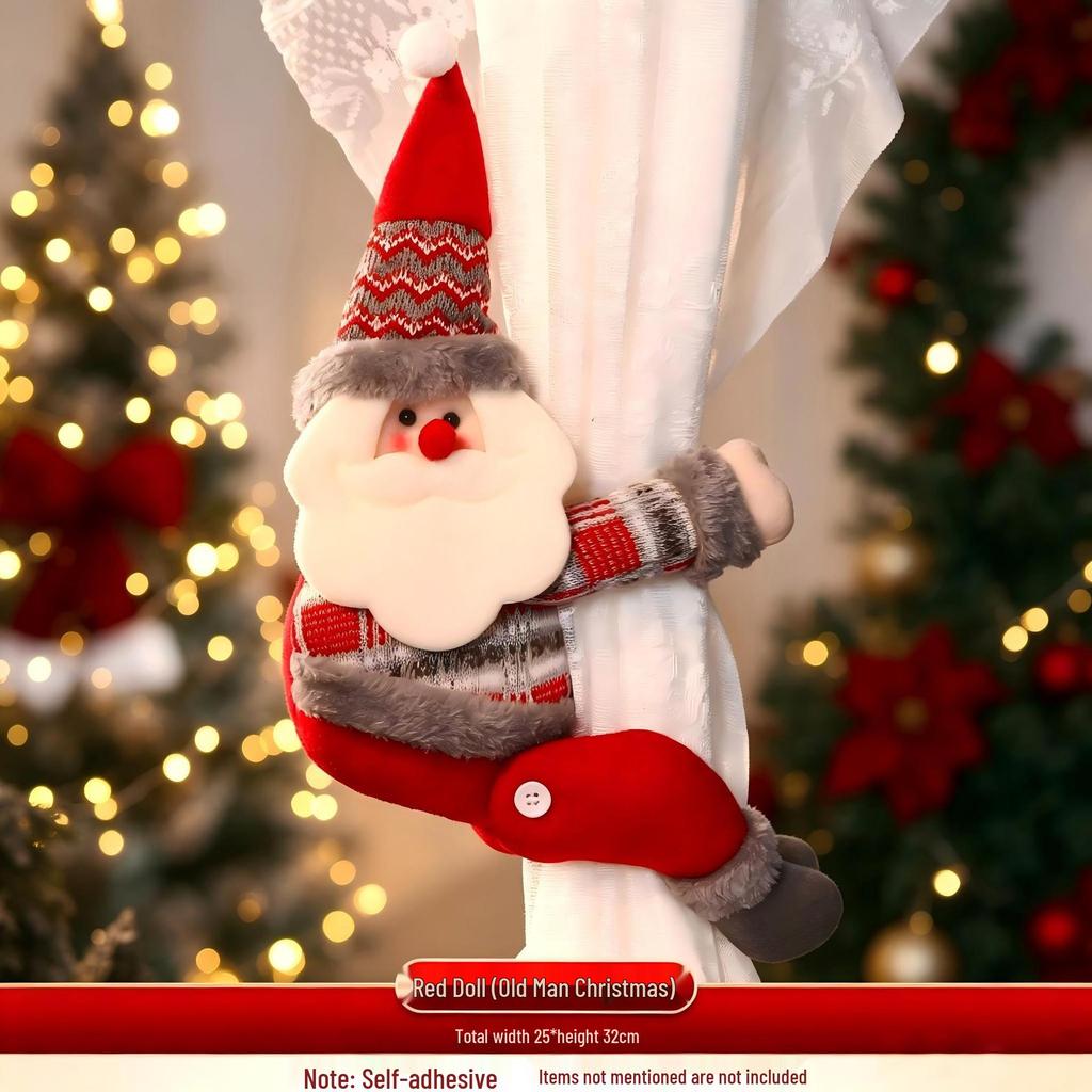 Christmas Curtain Tie-Back Cartoon Doll Decoration for Windows