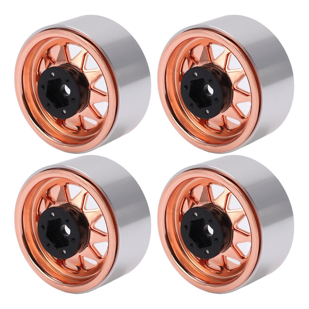 4pcs Metal 1.9 Inch Wheel Rims 10 Triangle Hole Hub for AXIAL SCX10 110 RC Climbing CarGold