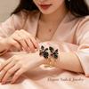 French Style Polka Dot Flower Open Bangle Vintage Enamel Glaze Cuff Armlet Double Layer Adjustable Bracelet Women Jewelry