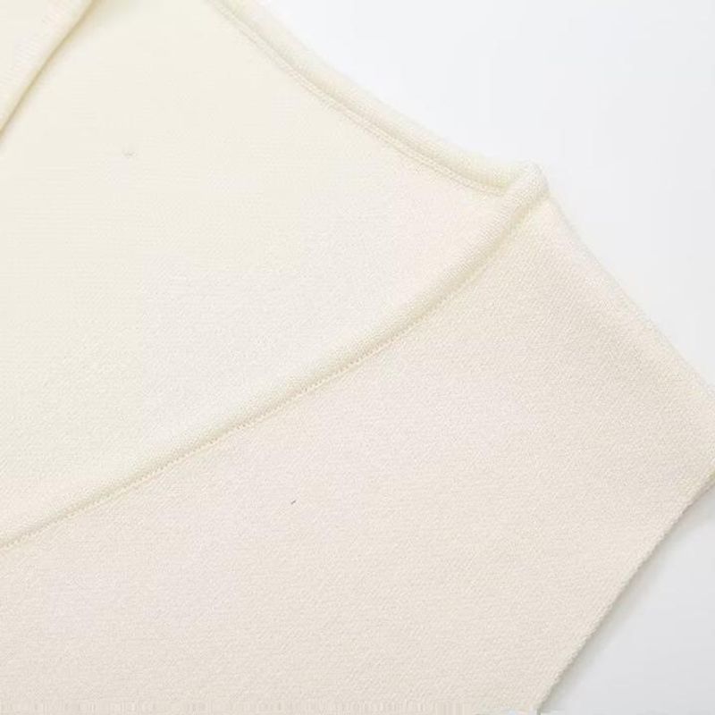 Kaslead New Arrival Women's Fashion Style Fashion Two-Color Knitted Vest Patchwork Half-Length Dress Suit