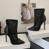 Modă Liyke Sexy Botine de Gleznă din Plasă cu Fermoar și Vârf Ascuțit Femei Negru Tocuri Înalte Pantofi de Petrecere Stripper Stiletto Botine Chelsea Zapatos Mujer