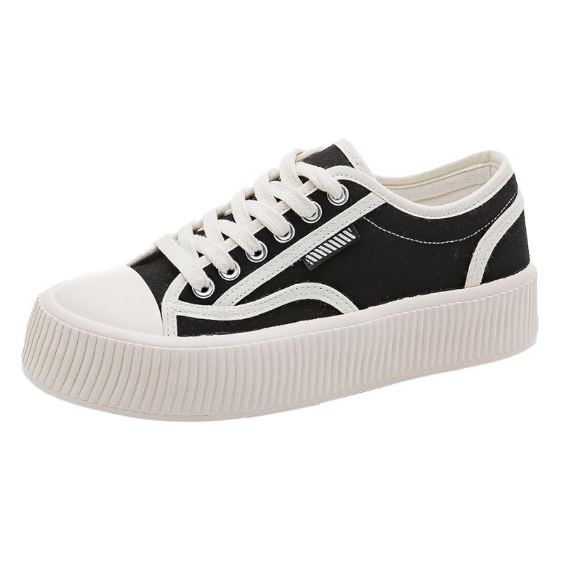 Women's Big-Head Canvas Sneakers: Versatile Thick-Soled White Casual Shoes for Students (2024 New Arrival)