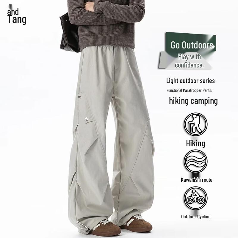 Men's American High-Street Pleated Cargo Pants
