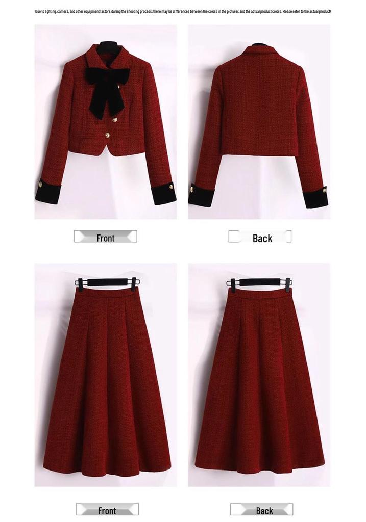 Women's Festive Slim-Fit Coco-Style Suit Skirt Set - Spring/Autumn 2026