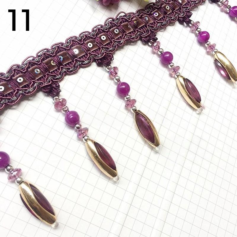 12m Crystal Bead Pendant Tassel Fringe Lace Trim Edge DIY Upholstery Curtain Ribbon  Sewing Curtain Accessorie Lace Decoration