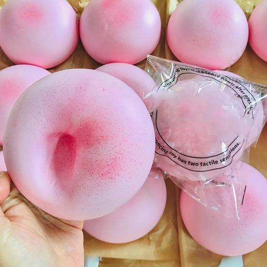 Pink Bun Stress Relief Toy Sticky Simulation Steamed Bun Squeeze Toy Slow Rising Dumpling Shape Sensory Fidget Toy