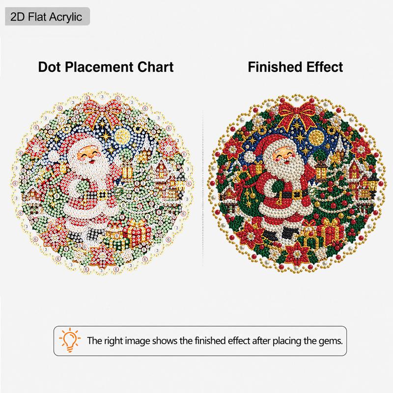 Christmas Acrylic Santa Town Pearl Painting Suncatcher, 9.72/7.76In, DIY Ornament, Xmas Home Tree Wall Decor & Craft Gift