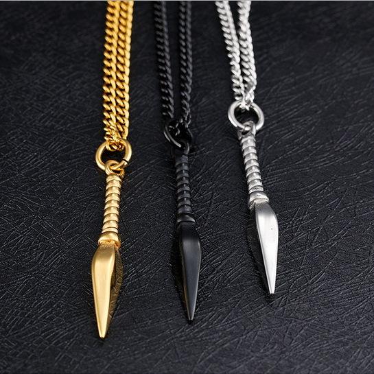 Factory Price Direct Batch, Pure Steel With Chain, Personalized Cool Spearhead Titanium Steel Men'S Necklace Three Colors