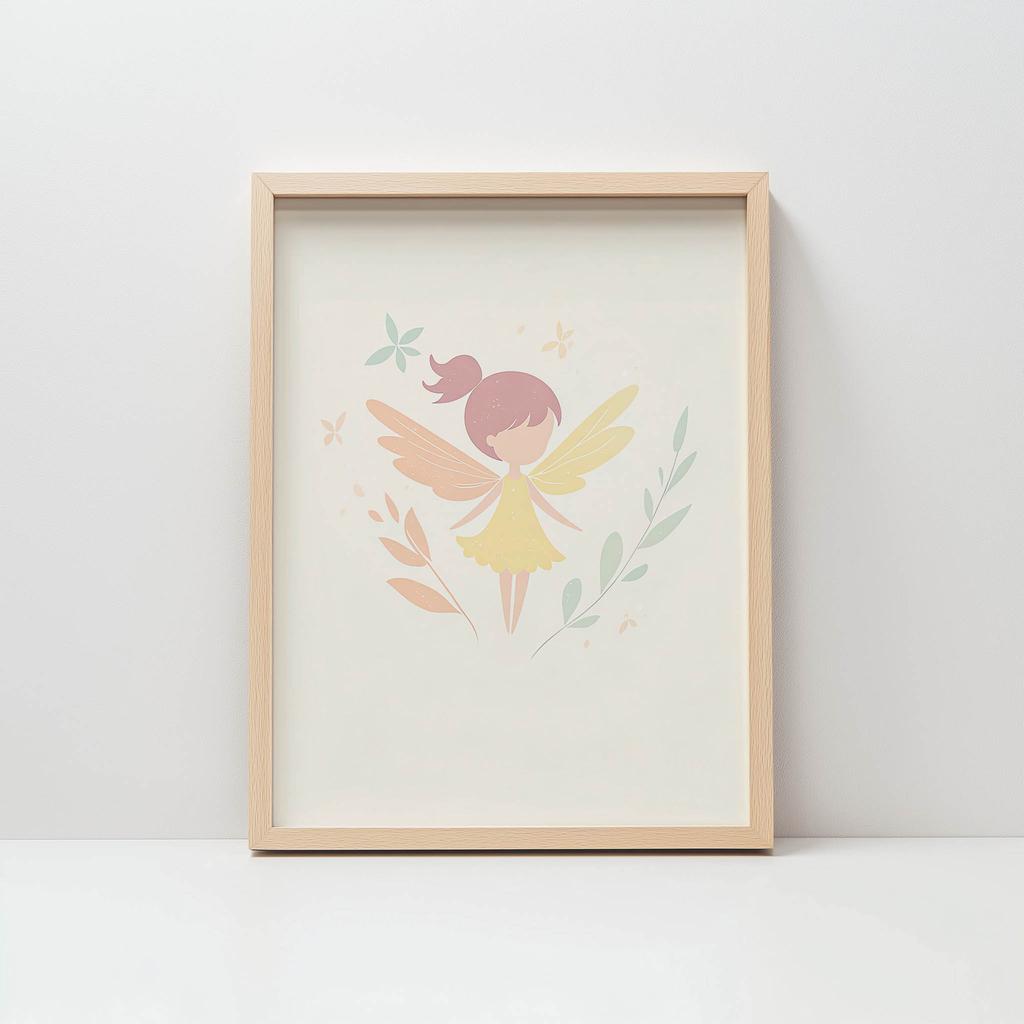 Plakat Mała Wróżka W Różowych Włosach Plakat Mała Wróżka W Różowych Włosach, 30X40 Cm, Rama Drewniana Ciemny Brąz, Papier Matowy 230 Gsm