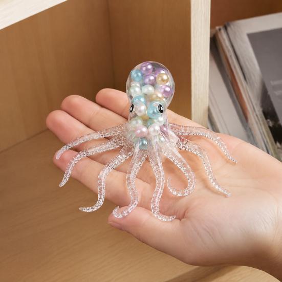 Stretchy Octopus Toy Bead Filled Squeeze Toy, Stress Relief Sensory Calming Mini Fidget for Hand Exercise & Relaxation TPR Ball