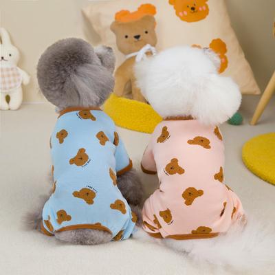 Cartoon Bear Small Dogs Clothes High Elasticity Four Legs Jumpsuit for Cats Spring Autumn Protect French Bulldog Pet Overalls