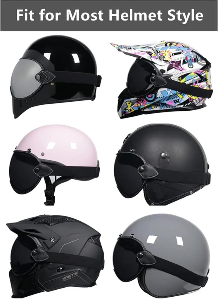 [Giawkca] Retro Motorcycle Helmet Shield Bubble Visor, PC Goggles Lens Replacement 3/4 Open Face