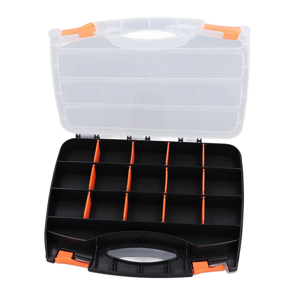 Double Side Parts Organizer with Removable Divider PVC Plastic Compartment Storage Box for