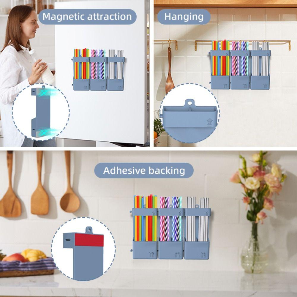 Black Green Blue Home Storage Box Wall Mounted Chopsticks and Spoons Storage Kitchen Gadget