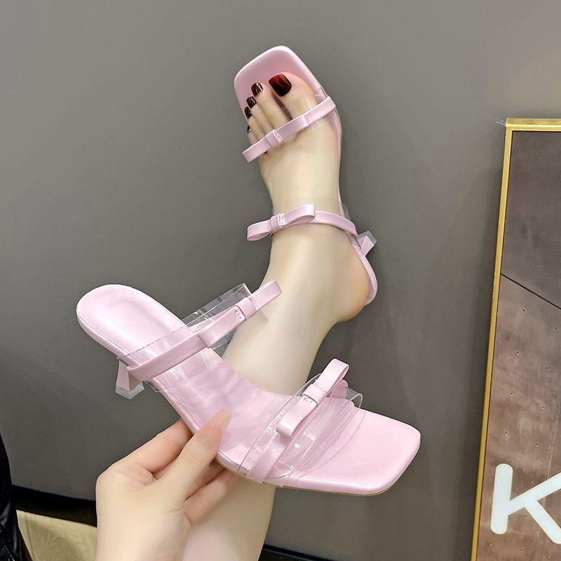 French beautiful fashion with skirt Korean slippers women's 2025 spring new versatile stiletto one-word drag women's outer wear