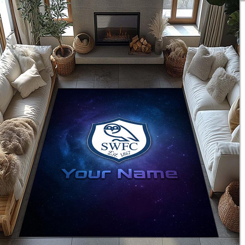 Sheffield Wednesday FC Printed Crystal Velvet Rug Non‑Slip Crystal Velvet Carpet For Sofa Bedroom Indoor Home Decoration