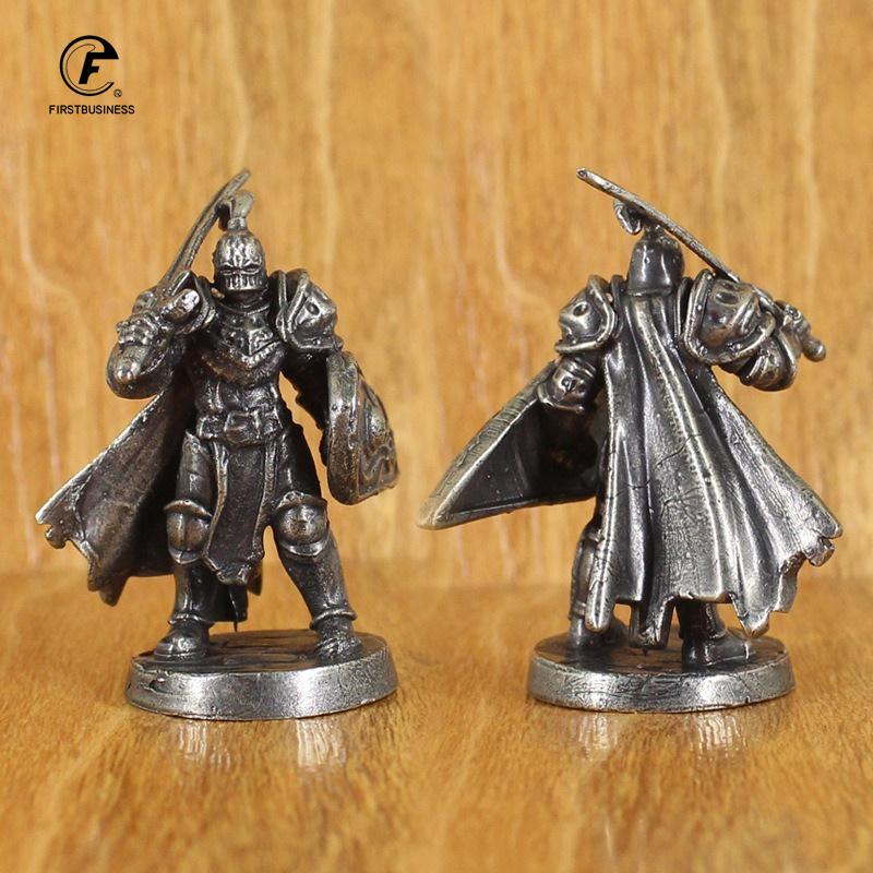 White Brass War Legions Fearless Knight Soldier Models Miniature Figurine Collections Metal Chess Piece Table Game Ornament Gift