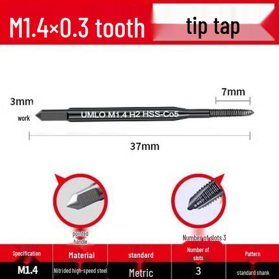 Cobalt Nitride Spiral Tap for Stainless Steel (Drill Bit: M4, M5, M6, M8, M10)