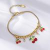 Cherry Epoxy Titanium Steel Bracelet for Women - Sweet Dopamine-Inspired Design