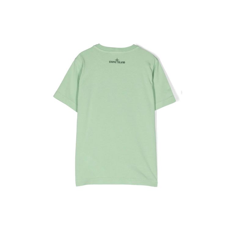 Stone Island Compass Print Casual Crew Neck Short Sleeve T-Shirt Kids Tops Green 781621072-V0052