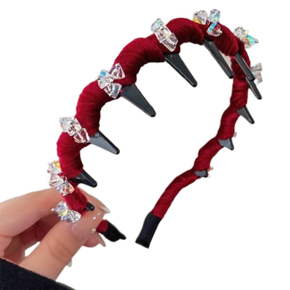 Fluffy High Cranial Top Headband Toothed Non-slip Hair Hoop Wave Headband with   Makeup