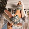 Summer New Flat-bottomed Slope Heel Cool Slippers Women's Muffin Thick-bottomed Colored Sequins Student One-word Slippers