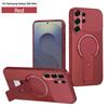 Silicone Magnetic Case for Samsung Galaxy S26 Ultra Plus S26Ultra S26+ 5G Carbon Fiber Texture Fold Kickstand Back Cover Housing