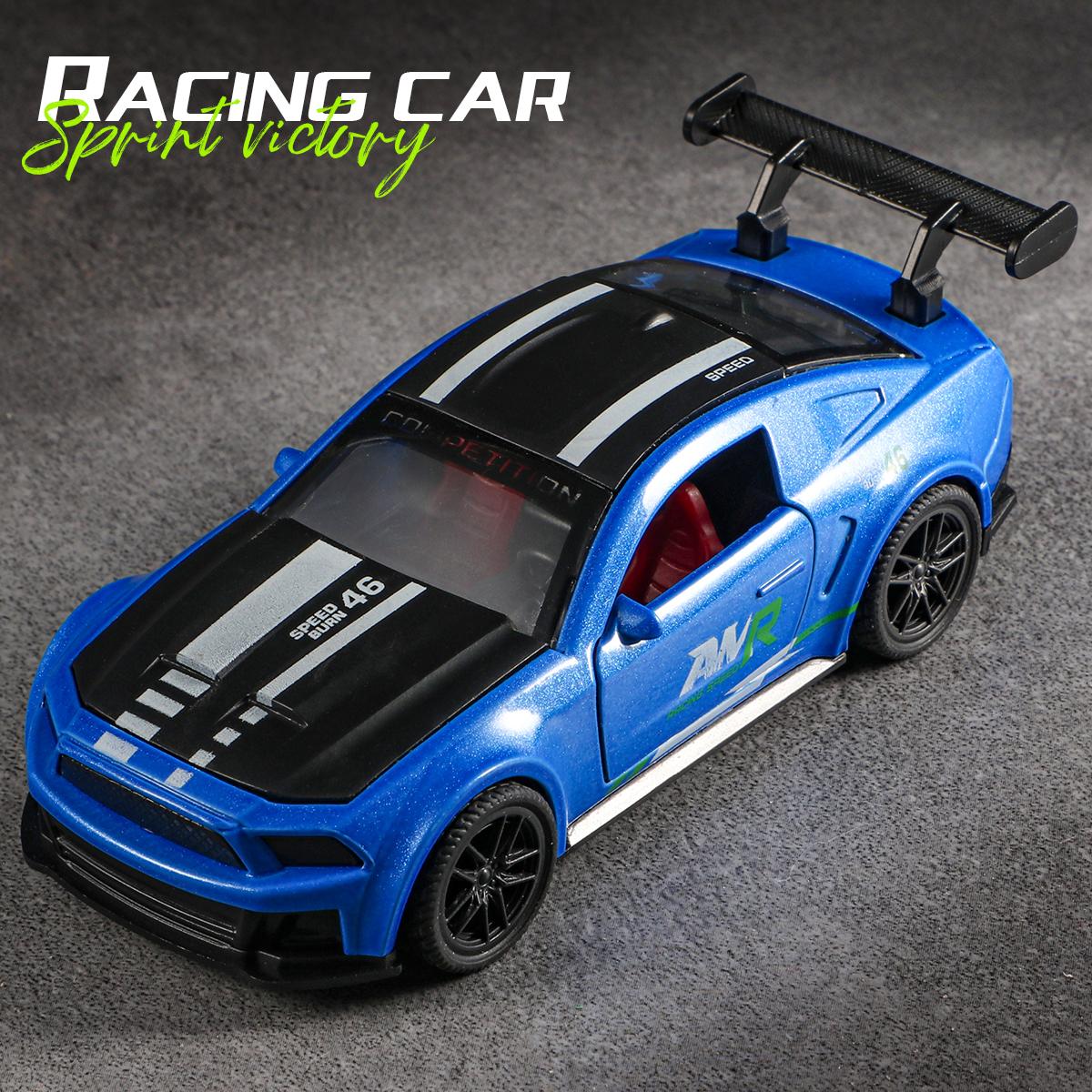 

Classic sports car model with pull-back action, toy car model with opening doors, realistic detail design, high-speed action col синій