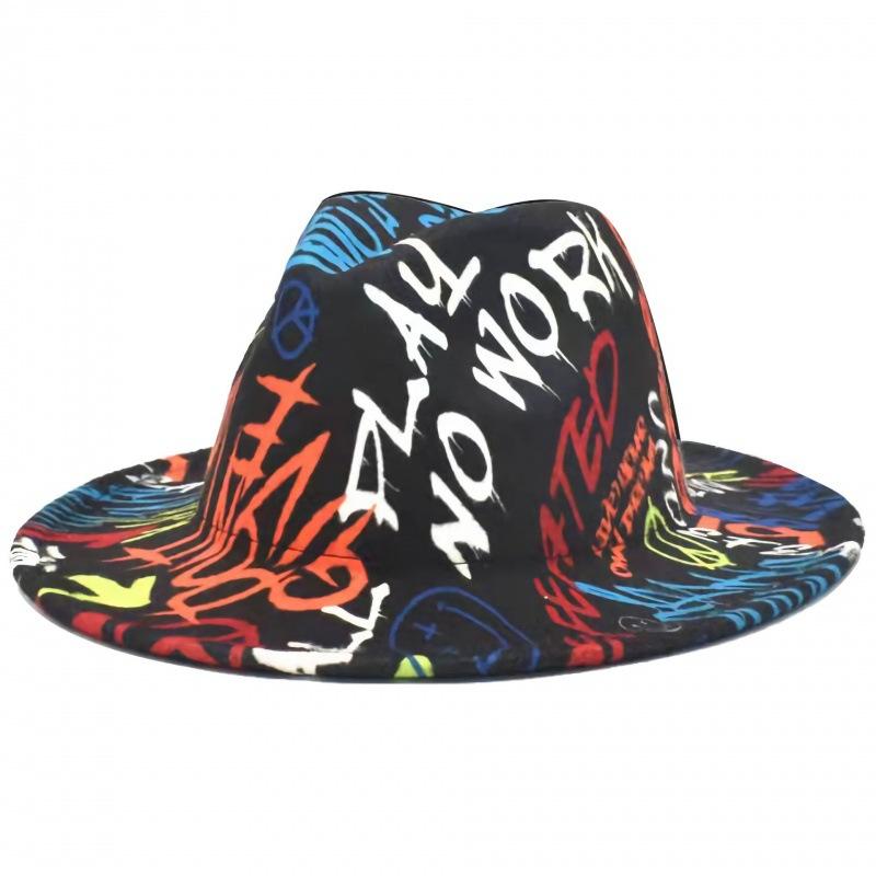 New Five-color Clown Colored Graffiti Stage Hat Performance Hat Big Brim Woolen Hat Jazz Top Hat Hat