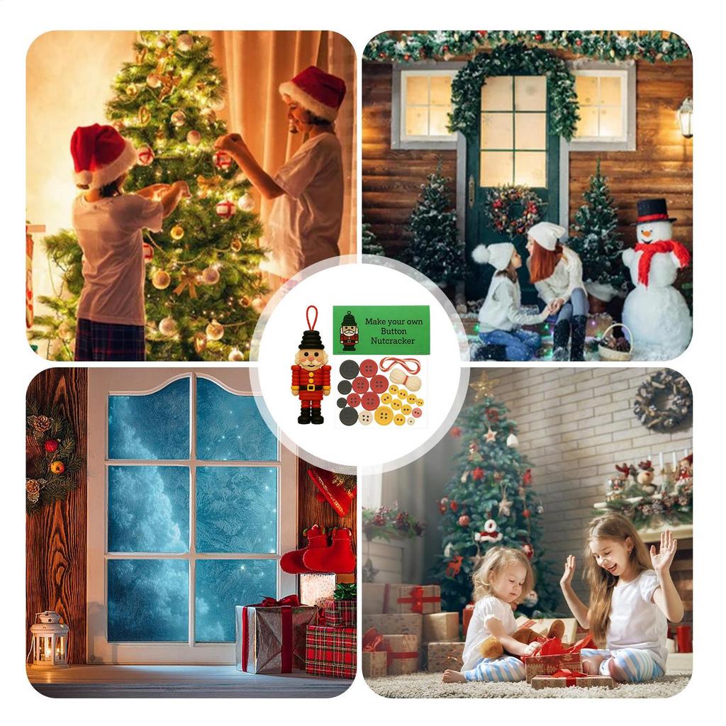 Christmas Buttons Nutcracker Crafts Button Making Kit For Holiday Family Tree Door Children 3 Adults Friends