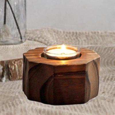 Bougeoir en bois pour bougie chauffe-plat, bougeoir de bureau, cheminée, cadeau, style nordique, pastoral, octogonal