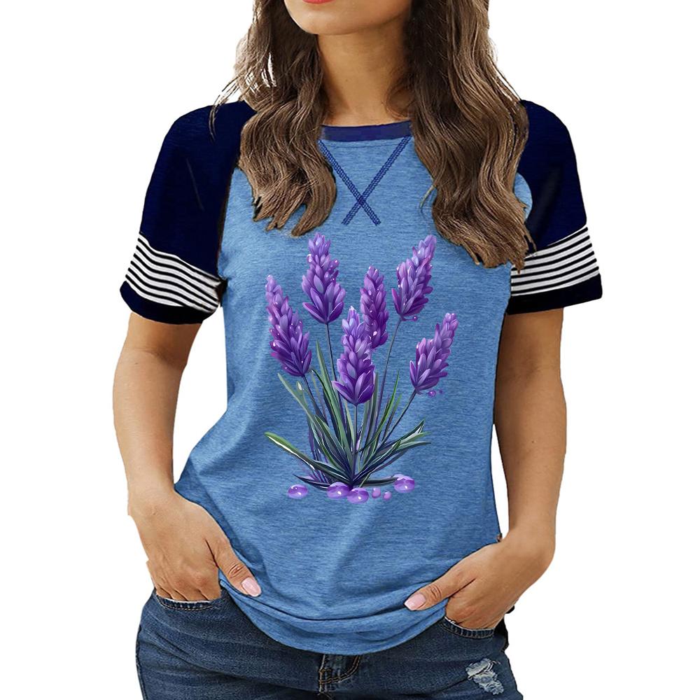 Plus Size Women's New Arrivals: Round Neck Short Sleeve Top with Floral Print for Summer