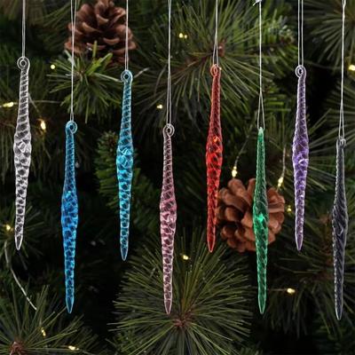 12Pcs Acrylic Clear Christmas Tree Icicle Ornaments Xmas Tree Hanging Decor  Holiday Festive