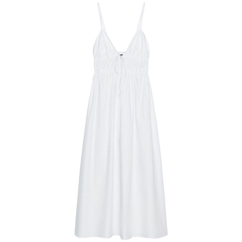 

Zaprha 2025 New Arrival Poplin Midi Skirt Minimalist Elegant White Pure Desire Sling Dress Long 3474534 White L