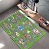 Colorful City Road Map Kids Play Rug Non-slip Rug Suitable for Living Room and Bedroom Sofas.