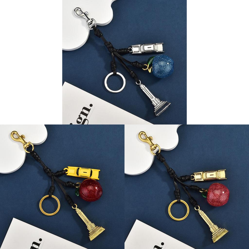 Apple Tower Keychain For Women Car Bag Accessory With Electroplated Metal Finish