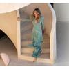 Autumn New European and American Fashion Suit Ins New, Deep V Fringed Slim Dress