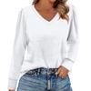 Dámská móda Ležérní košile s dlouhým rukávem jednobarevná Dámské topy s výstřihem do V