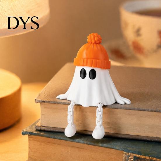 Ghost Figurines for Halloween Pumpkin Figurine, 3D Printed Statue with Stress Relief Fidget Toys Poseable Joint, Spooky Articulated Decor Ornament