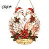 Christmas Tree Hanging Decoration Stained Glass Style Swan Pendant, Decorative Acrylic Suncatcher for Window Car Romantic Gift Her And Ornament,