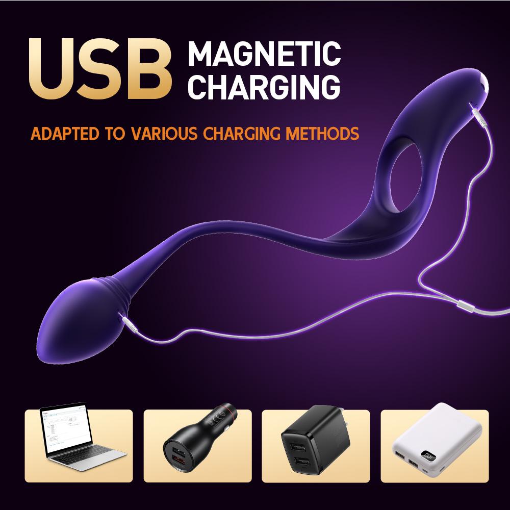 Vibrating Cock Penis Ring with Prostate Anal Butt Plug Vibrator Testicle Perineum Scrotum Massager Stimulator Sex Toys for Men