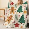 No-Shed Flannel Throw Blanket, Gingerbread Man Christmas Collection, Soft Warm Home Blanket - Holiday Decor, Cozy for Christmas Relax & Movie Nights