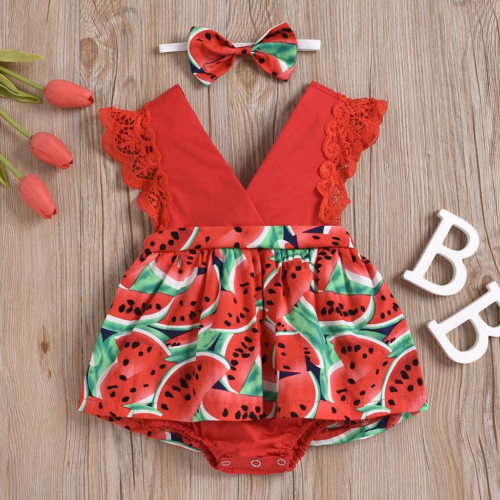 Baby meisjes bloemen romperjurk pasgeboren outfits met hoofdband 0-24 maanden