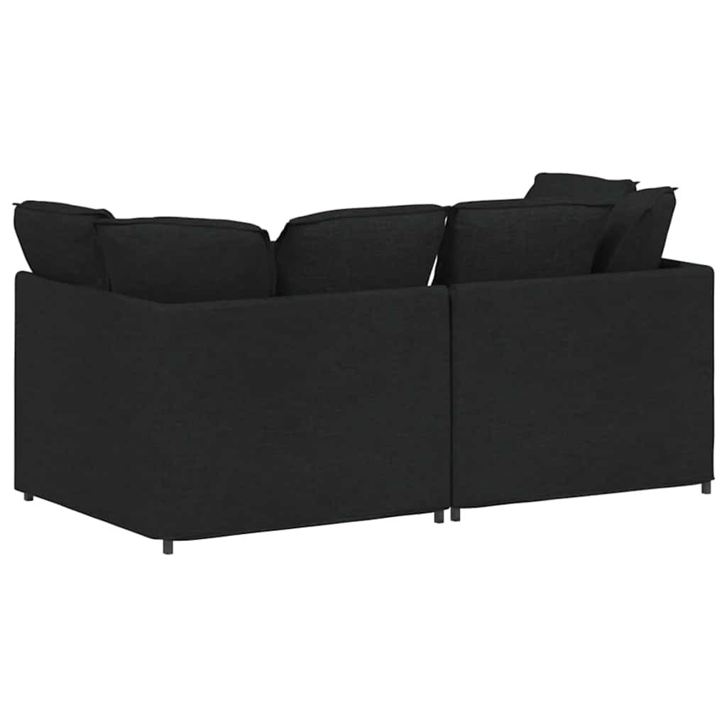 Modular Sofa with Cushions Fabric Black